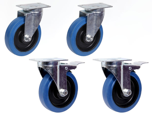 4er Set Blue Wheels Transportrollen 125 mm