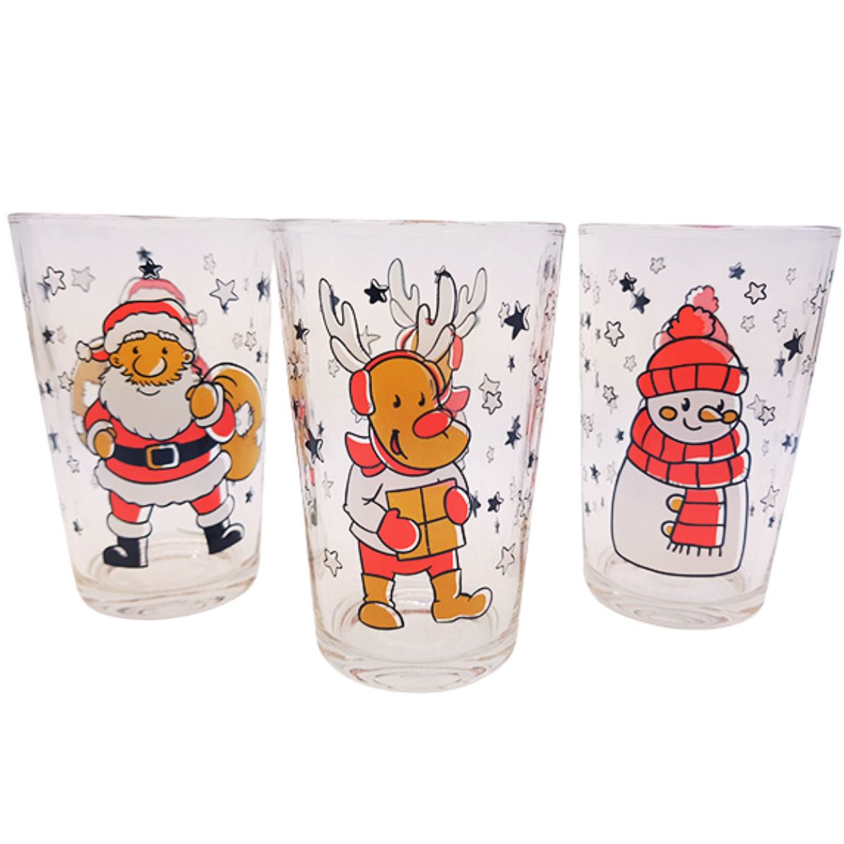 Weihnachtsgläser 3er Set 215 ml – Trinkgläser mit Weihnachtsmann – SoSachen
