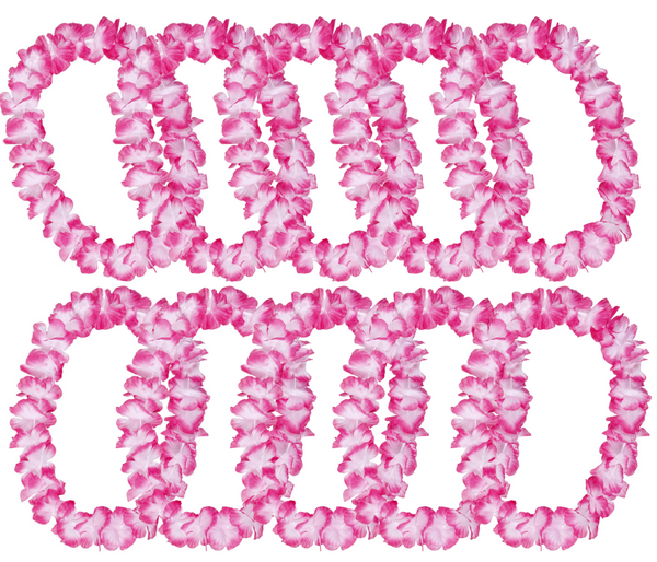 Alsino Hawaiiketten Blumenketten Hulaketten Hawaii Party Deko Girlanden Set gemischt Hawaii Beach Party Deko (weiß pink)
