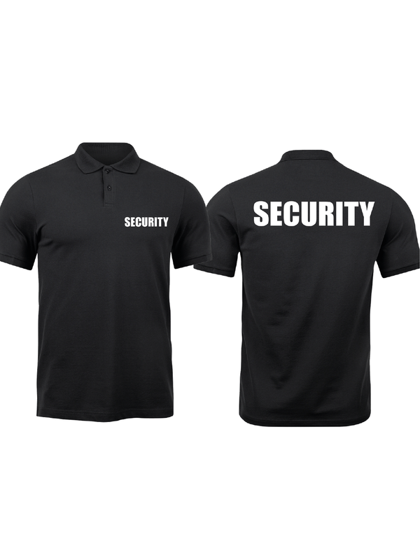 Security T Shirt Sets 5 - 40 Stück Schwarz mit Brust und Rücken Druck Unisex Baumwolle Rundhals Dienstbekleidung für Sicherheitsdienst Türsteher Herren Damen