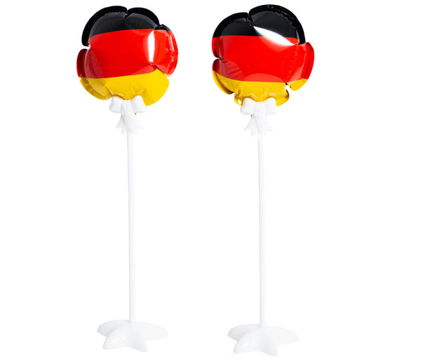 Deutschland Folienballon selbstaufblasend - 2er Set Packung - DEKO zum hinstellen - Folienballon mit den Deutschland Farben- Fixierungsstab und Standfüßen
