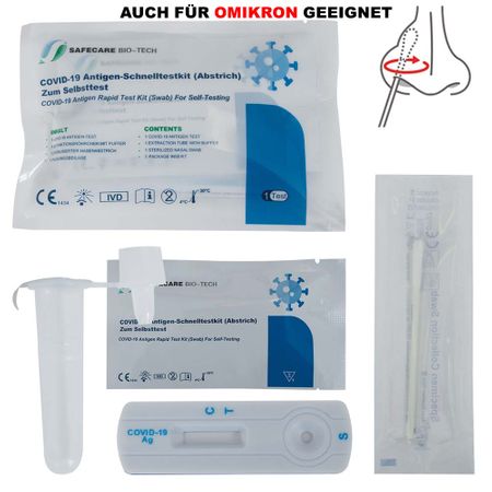 Safecare 3 in 1 Corona Antigen Schnelltest Selbsttest Antigen für Laien, einzeln verpackt