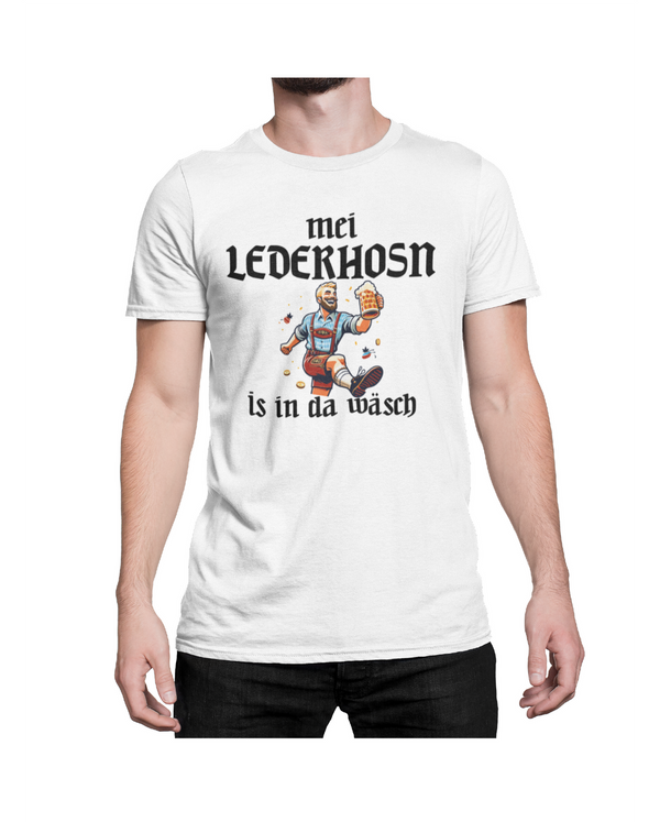 Alsino Mei Lederhosn is in da Wäsch Herren T-Shirt Lustiges Ersatz-Shirt Statementshirt Funshirt Oktoberfest Shirt Herren-Shirt - 100% Baumwolle