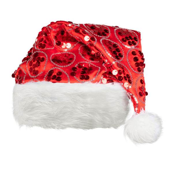 Weihnachtsmütze Nikolausmütze mit Pailletten & Bommel Erwachsene Herren Damen Weihnachtsmannmütze Glitzer Glitter Santa Mütze Weihnachtsfeier Geschenkidee