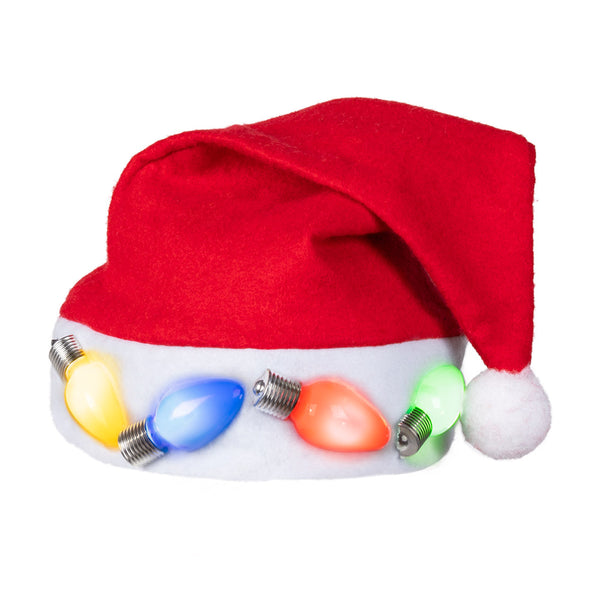 LED Weihnachtsmütze Nikolausmütze blinkend verschiedene Farben - Rot/Weiß Weihnachtsfeier für Erwachsene
