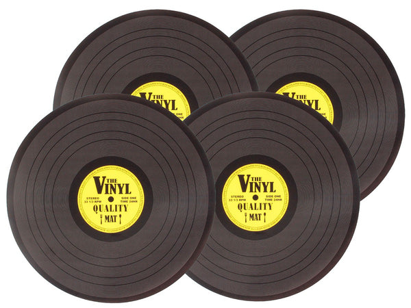 4-er Tischsets Retro Schallplatte in gelb