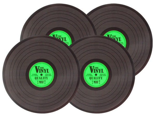 4-er Platzset Retro Schallplatte in grün