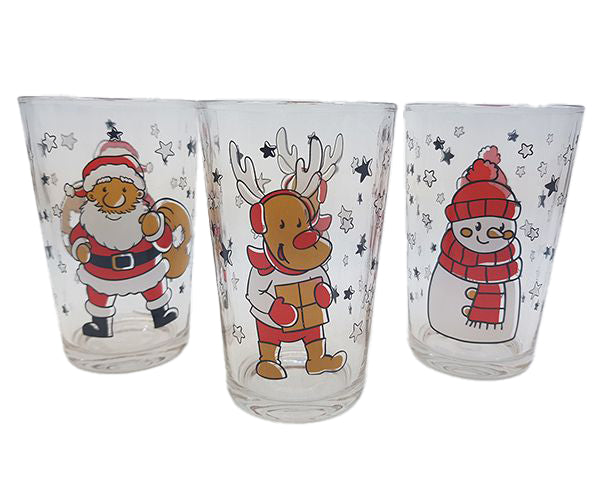 Weihnachtsgläser 3er Set 215 ml – Trinkgläser mit Weihnachtsmann – SoSachen