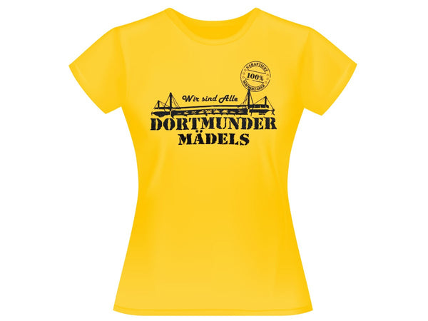 Dortmunder Mädels T-Shirt Dortmund Fanartikel Fanshirt Shirt 100% gelb