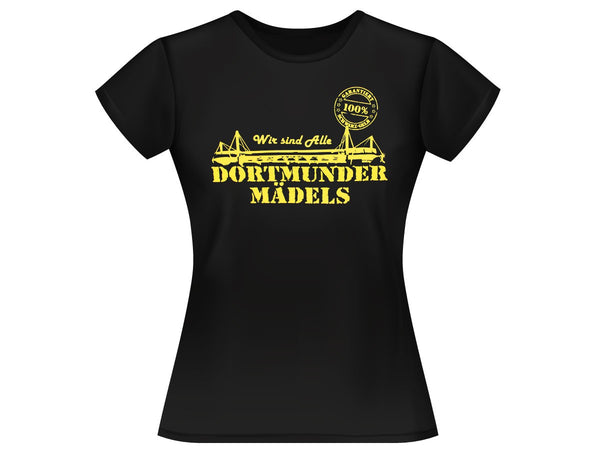 Dortmunder Mädels T-Shirt Dortmund Fanartikel Fanshirt Shirt 100% schwarz