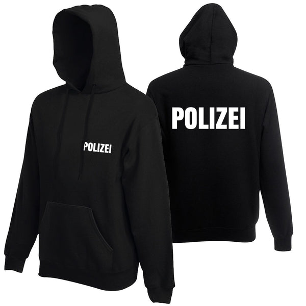 Polizei Hoodie Pullover Polizeikostüm Polizist Outfit Kapuze Pulli Kapuzen-Pullover Zubehör Uniform schwarz