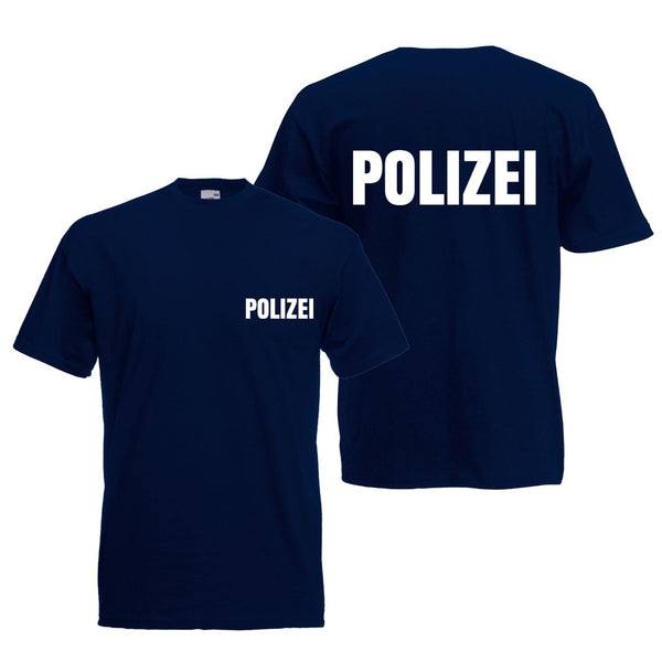 Alsino Polizei T-Shirt schwarz oder navy - Polizei-Shirt Sicherheit Shirt - 100 % Baumwolle Rundhals - Druck Brust & Rücken