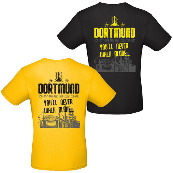 Herren T-Shirt Dortmund gelb und schwarz  "You Never Walk Alone"