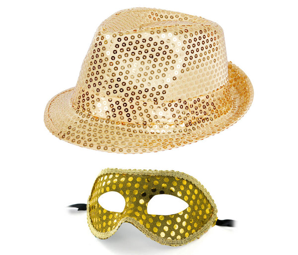 Pailletten Glitzerhut Gold