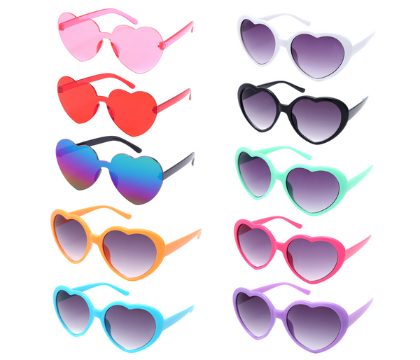 Funbrille Herz Partybrille Fasching Karneval Sonnenbrille Herzform - Stabiler Kunststoff Damen Herren Unisex Brille