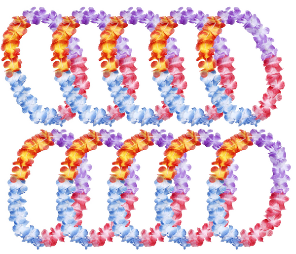 Alsino Hawaiiketten Blumenketten Hulaketten Hawaii Party Deko Girlanden Set gemischt Hawaii Beach Party Deko (orange rot weiß blau pink lila)