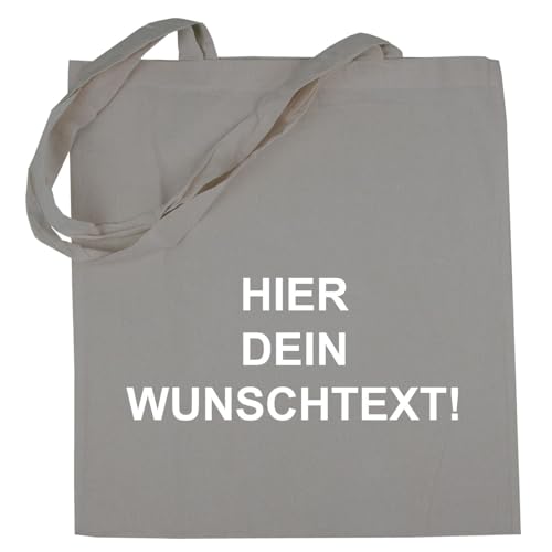 Alsino Jutebeutel Stoffbeutel Wunschtext selber gestalten Baumwolltasche Tragetasche Einkaufstasche personalisiert mit Henkeln - nachhaltig, Farbe wählen:hellgrau|B0DF814V8M