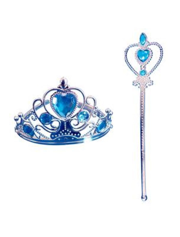 Prinzessin Set 2-teilig Krone Zauberstab Zepter Eisprinzessin Zubehör Prinzessinnen Mädchen Kostüm - Karneval Geburtstag Party Fasching
