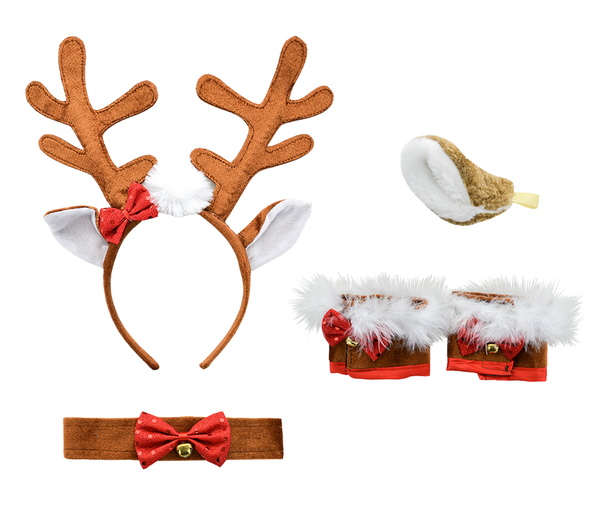 Rentierkostüm Accessoires Lustiger Rentier Haarreifen Geweih Weihnachten Elch Nikolaus-Hut - X-Mas Kopfbedeckung für Erwachsene