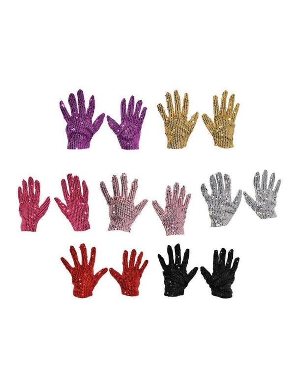 Pailletten Handschuhe Paar Kostüm Zubehör JGA Fasching Karneval Glitzer Vollfinger-Handschuhe Konzert Tanz Auftritte Show Erwachsene