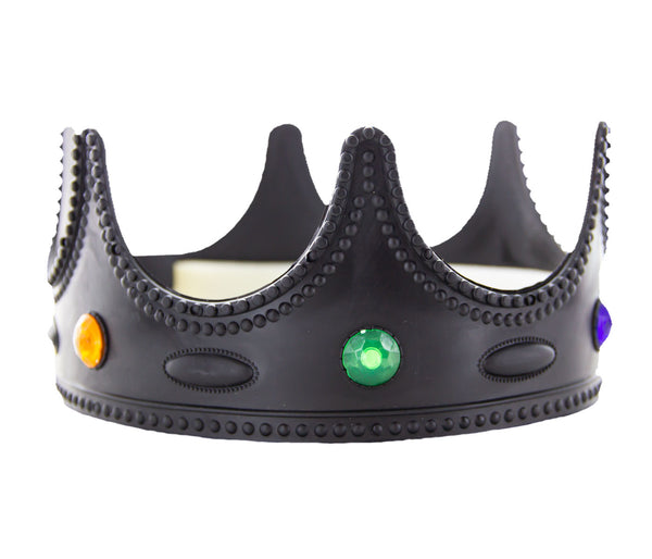 Königs Krone schwarz mit bunten Juwelen - Kristall Krone Barock Kopfschmuck Party Karneval Halloween - für Kinder