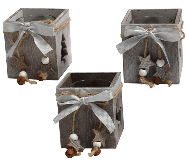 Teelichthalter aus Holz 7 x 8 cm Windlicht Kerzenhalter Deko Teelicht-Halter von Alsino