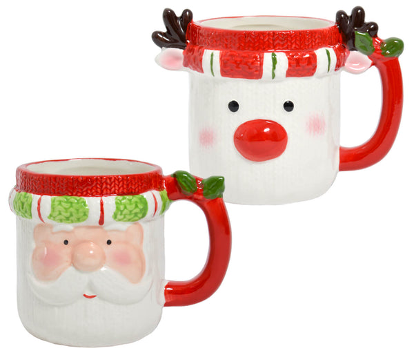 Weihnachtstasse mit Gesicht Tassen Weihnachtsmann Rentier 350ml Glühwein Tasse Kaffeebecher Weihnachts-Tasse Geschenk