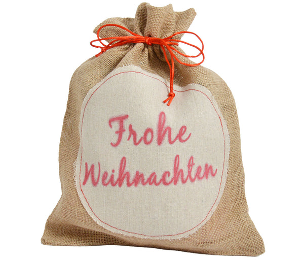 Weihnachtsbeutel Weihnachtsmotiv Weihnachten -Braun, Rot, Weiß geeignet für Weihnachtsgeschenke 37 cm x 28 cm