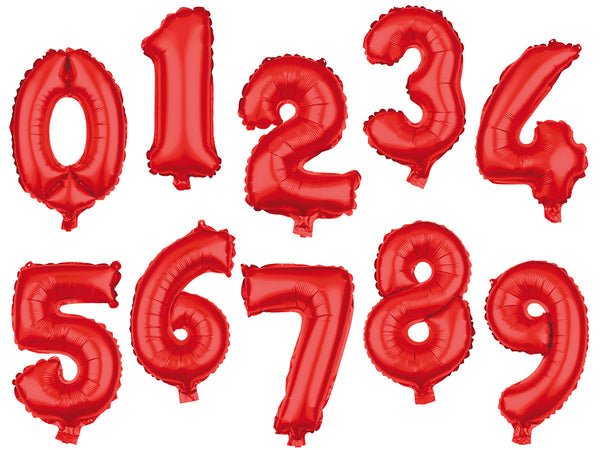 XXL Luftballon Heliumballon Ziffern 0-9 rot 80 cm