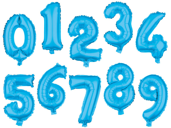 XXL Luftballon Heliumballon Ziffern 0-9 hellblau 80 cm