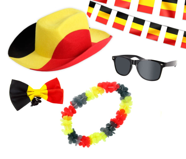 Fanpaket Belgien Hawaiikette Schleife Girlande Hut Flagge