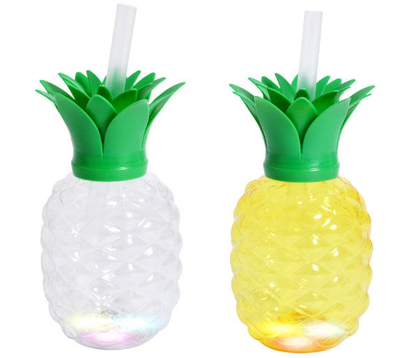 Partybecher Ananas Becher LED zum umhängen Hawaii Party Deko 500 ml