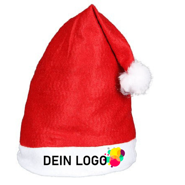 Alsino Weihnachtsmütze Nikolausmütze mit Name Wunschtext Firma Logo - Weihnachtsmann Mütze rot mit Bommel Weihnachtsfeier Xmas Christmas Nikolaus