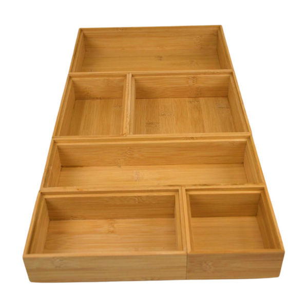 Bambus Schubladen Organizer Boxen in verschiedenen Größen für Küche, Bad & Büro