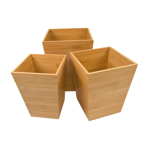 Bambus Papierkorb - Holz Abfalleimer Natur, keine Gerüche - Bürokorb Badmülleimer - perfekt für Bad, Küche, Büro und Wohnbereich