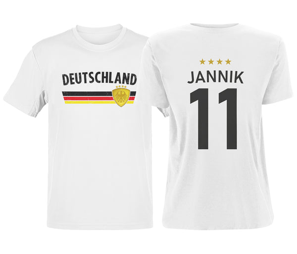 Alsino Deutschland Trikot mit Wunschname & Wunschnummer Fußball EM WM Euro Shirt T-Shirt - 100% Baumwolle, leicht & lässig