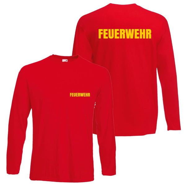 Alsino Feuerwehr Pullover Sweatshirt Pulli Sweater rot - Brust & Rücken Druck, gelbe Schrift