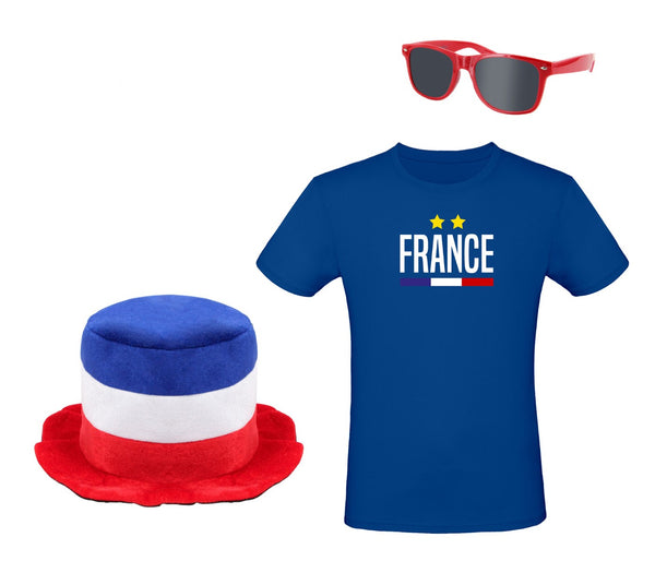Fanpaket Frankreich T-Shirt Brille Hut