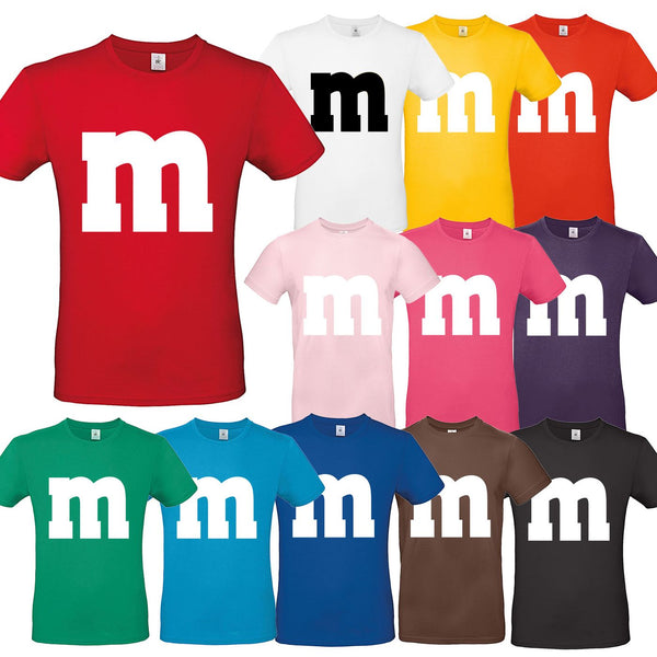 MM Shirt T-Shirt 100% Baumwolle M&M Damen Unisex Kostüm Verkleidung M und M Gruppen T-Shirt - Karneval Fasching JGA Festival