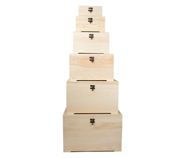 Holz-Kiste mit Deckel aus Kiefernholz Aufbewahrungsbox & Geschenkkiste – Deko Geschenkbox – Unbehandelt Massivholz
