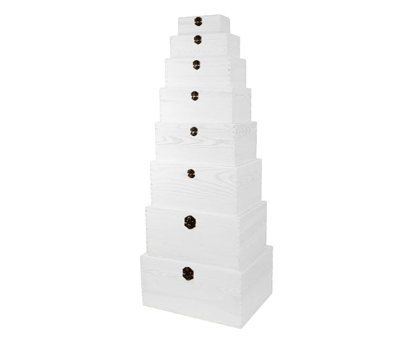 Holzbox mit Deckel weiß - aus Naturholz, Holzkiste Aufbewahrungsbox Deko Holz-Kiste Box