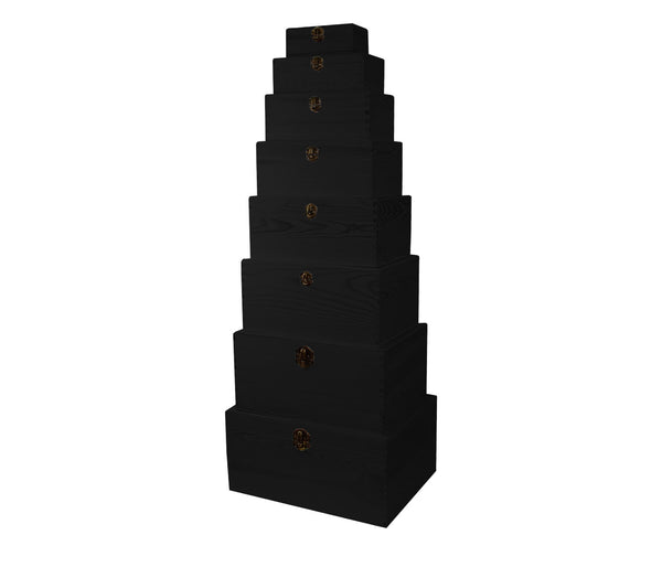 Holzbox mit Deckel schwarz - aus Naturholz, Holzkiste Aufbewahrungsbox Deko Holz-Kiste Box