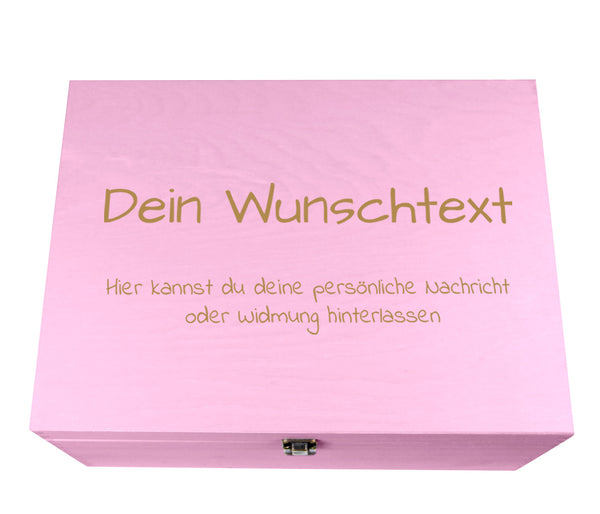 Holzkiste Pink personalisierbar mit Gravur Geschenkbox Wunschtext