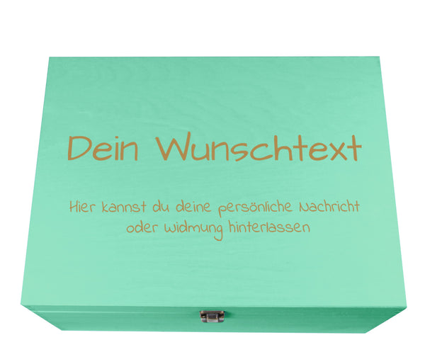 Holzkiste türkis grün personalisierbar mit Wunschtext Geschenk