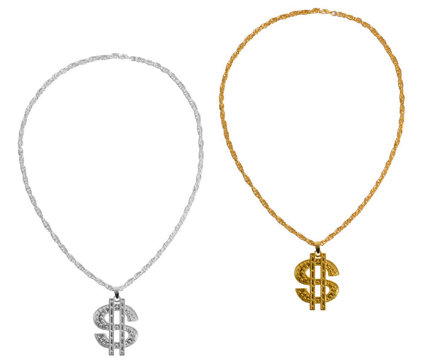 Coole Dollarkette in silber und gold Karneval Fasching HipHop Outfit Gangster-Look Accessoire Karneval Mottoparty