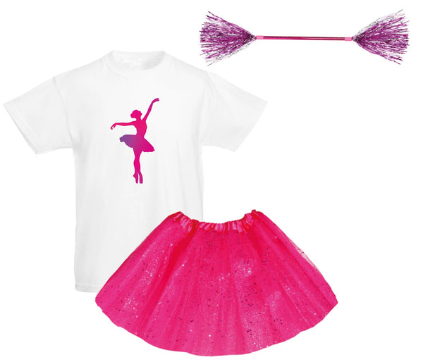 Ballerina T-Shirt Set mit Tütü Push Pop Pop Bubble Zauberstab Sport