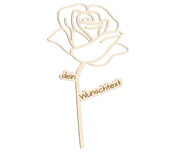 Dekoaufsteller Rose personalisiert mit Wunschtext Deko-Rose Geschenkidee