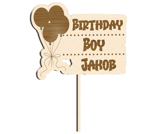 Cake Topper zum Geburtstag - Personalisiert mit Name und Luftballons - Kuchentopper - Kuchendeko