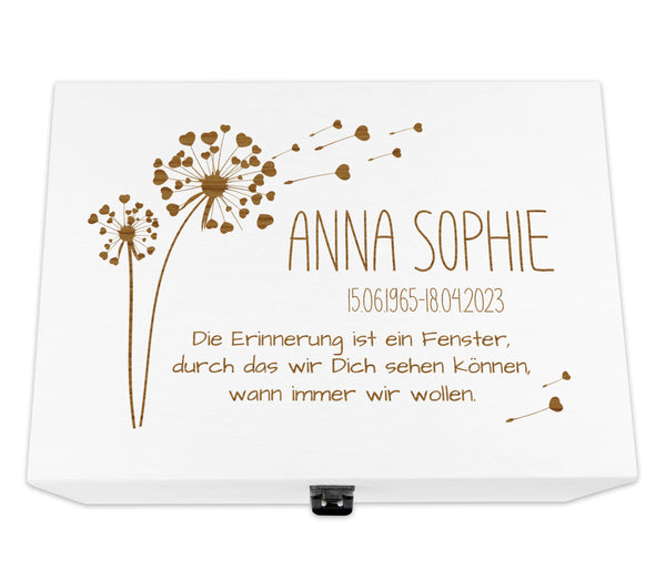 Persönliche Trauerbox in weiß für Sternenkinder & Verwandte, Freunde - Handgefertigte Erinnerungsbox mit Individualisiertem Namen, Liebevolles Andenken