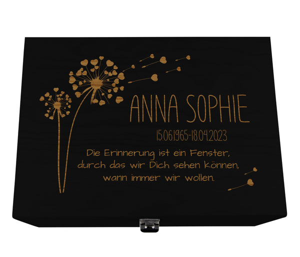 Persönliche Trauerbox in Schwarz für Sternenkinder & Verwandte, Freunde - personalisiert